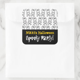 Cartoon Pirate Skulls & Bones Kid Halloween Party Square Sticker