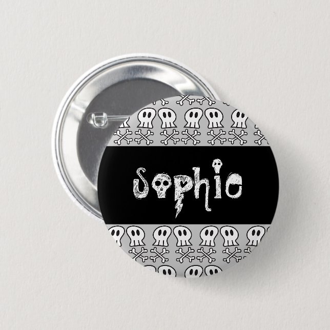 Cartoon Pirate Skulls & Bones Kid's Party Name Tag 6 Cm Round Badge (Front & Back)