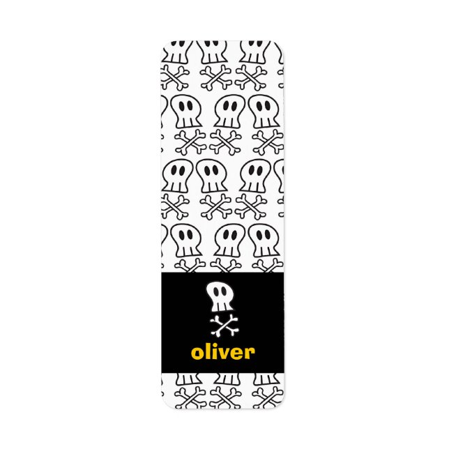 Cartoon Pirate Skulls & Bones Party Labels (Front)