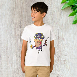 Cartoon Pirate with Sword and Pistol T-Shirt