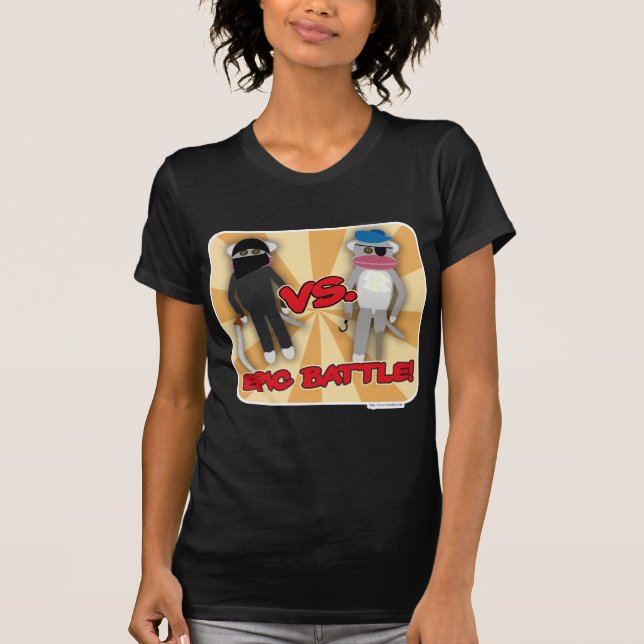 Cartoon Pirates Vs. Ninja Monkeys T-Shirt (Front)