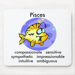 Cartoon Pisces Fish eating Fish Mouse Mat