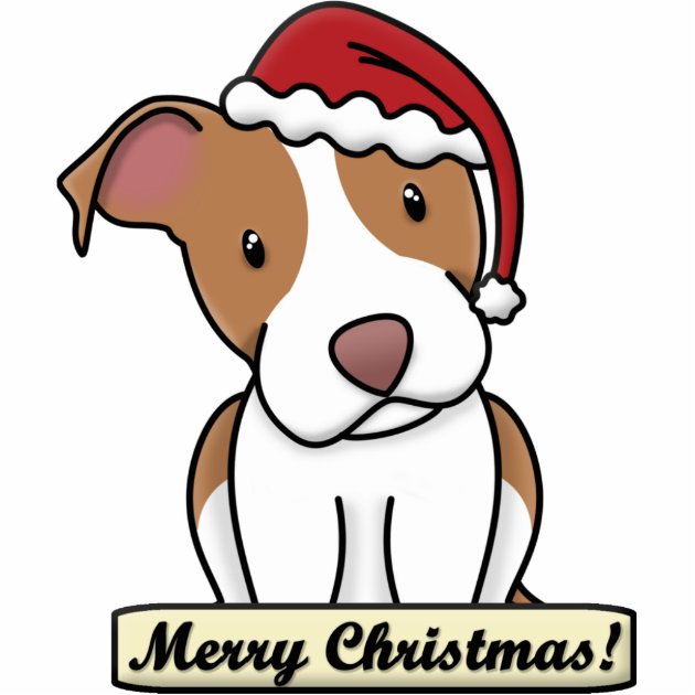 Pit Bull Terrier w/Santa Hat Ornament 
