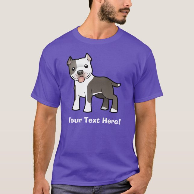 Cartoon Pitbull / American Staffordshire Terrier T-Shirt (Front)