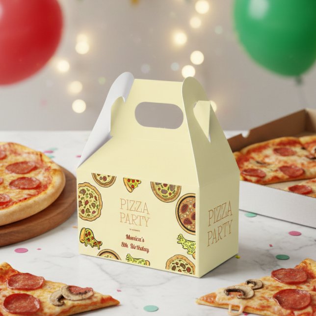 Cartoon pizza party birthday favour box (Creator Uploaded)