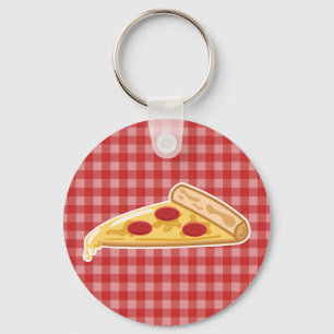 Cartoon Pizza Slice Key Ring