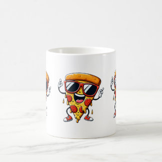 Cartoon Pizza Slice with Drip Cheese Vibes Coffee Mug
