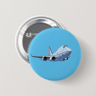 Cartoon plane 6 cm round badge