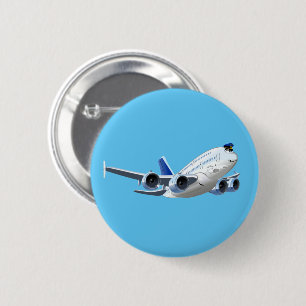 Cartoon plane 6 cm round badge