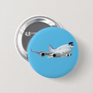 Cartoon plane 6 cm round badge