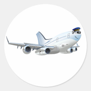 Cartoon plane classic round sticker