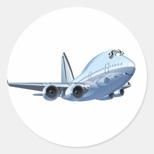 Cartoon plane classic round sticker