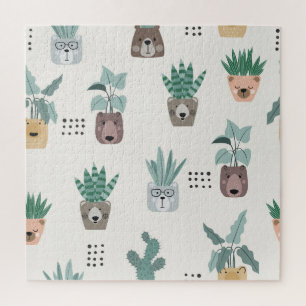 Cartoon Plants: Bear Face Seamless Jigsaw Puzzle
