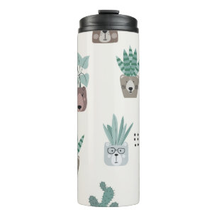 Cartoon Plants: Bear Face Seamless Thermal Tumbler