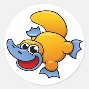 Cartoon Platypus Classic Round Sticker