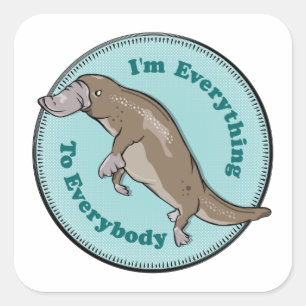 Cartoon Platypus Square Sticker