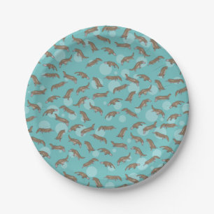 Cartoon Platypuses Swimming Paper Plate