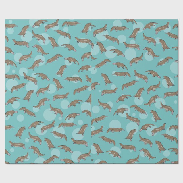 Cartoon Platypuses  Swimming Wrapping Paper (Seam)