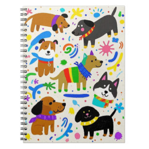 Cartoon playful puppies notebook
