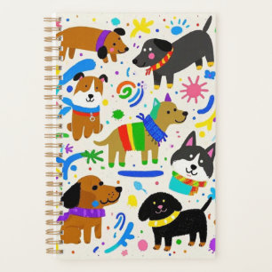 Cartoon playful puppies planner