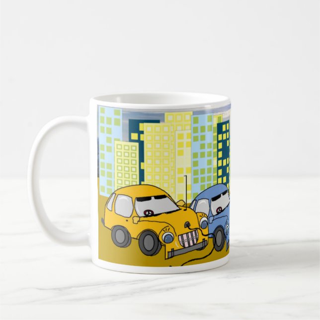Cartoon Plug In Hybrid Cars  Coffee Mug (Left)