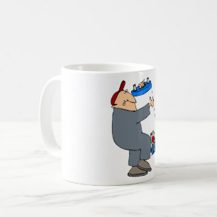 Cartoon Plumber Carrying Hot Water System Tank Coffee Mug