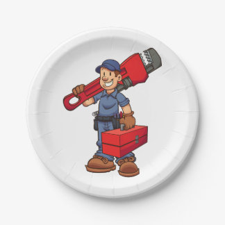 cartoon plumber paper plate