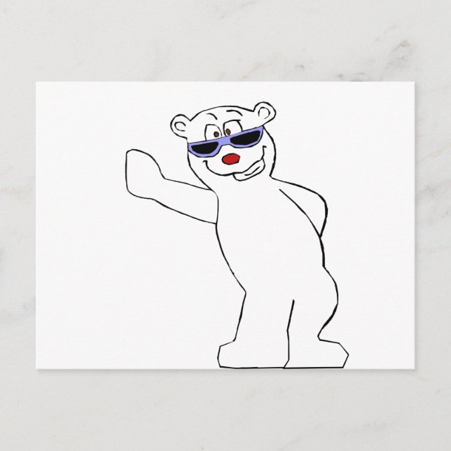 Cartoon Polar Bear With Cool Shades Postcard (Front)