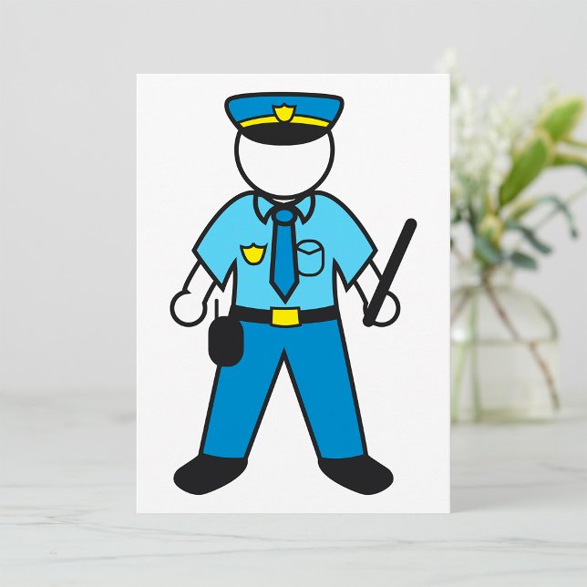 Cartoon Police Officer Fun Law Enforcement  Invitation (Creator Uploaded)