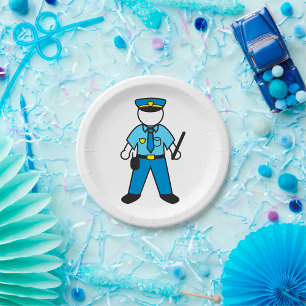 Cartoon Police Officer Fun Law Enforcement  Paper Plate
