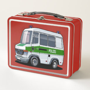 Cartoon Police Van Metal Lunch Box