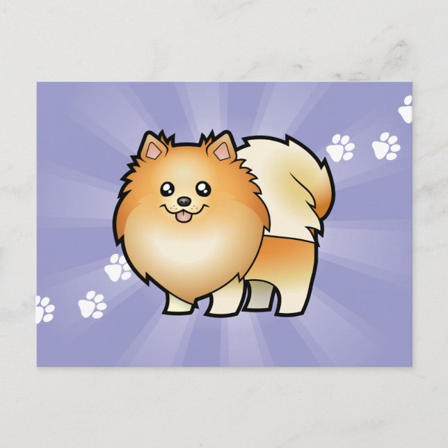 Cartoon Pomeranian Postcard (Front)