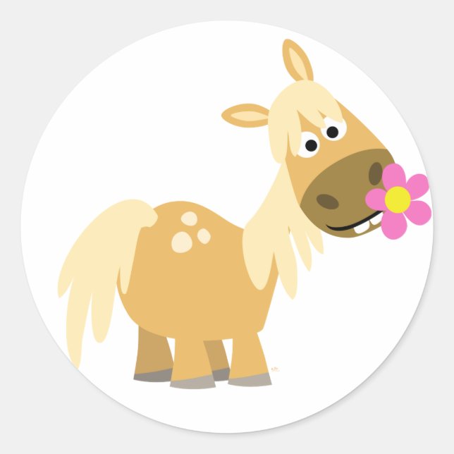 Cartoon Pony and Flower sticker (Front)