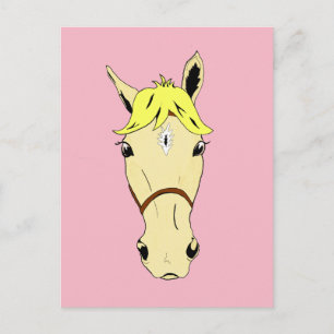 Cartoon Pony on Pink Postcard