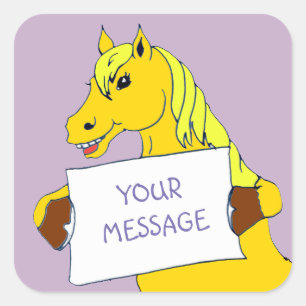 Cartoon Pony with Message Square Sticker