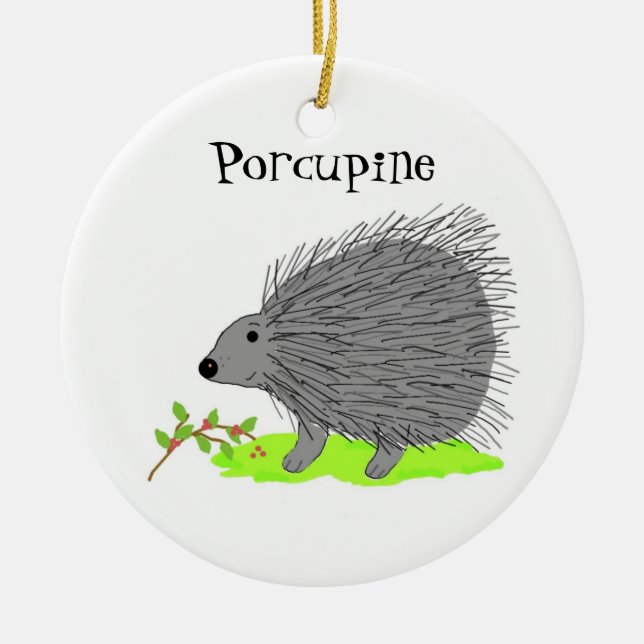 Cartoon Porcupine Ceramic Tree Decoration (Front)
