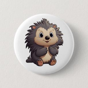 Cartoon porcupine illustration 6 cm round badge
