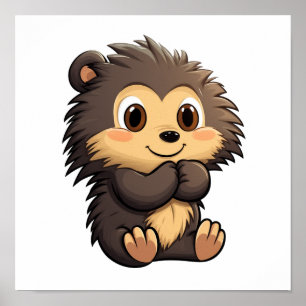 Cartoon porcupine illustration poster