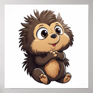 Cartoon porcupine illustration poster