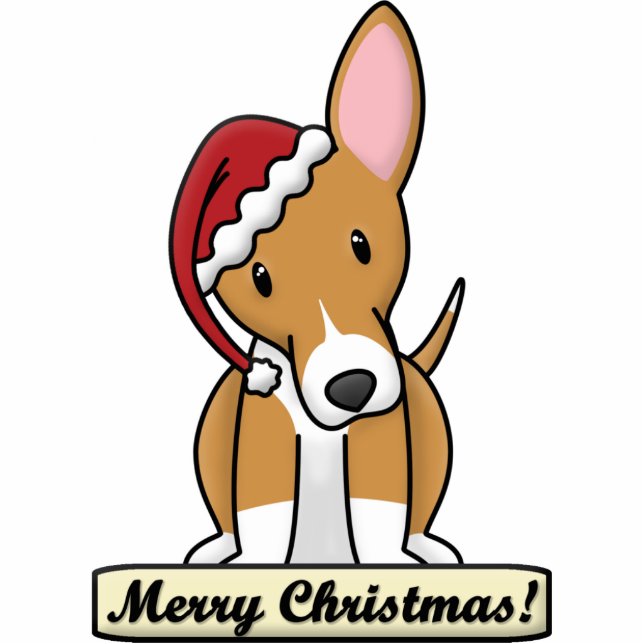 Cartoon Portuguese Podengo Christmas Ornament Photo Sculpture Decoration (Front)