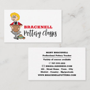 Cartoon Potter, Pottery Classes, Potters Business Card