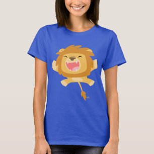 Cartoon Pouncing Lion Women T-shirt