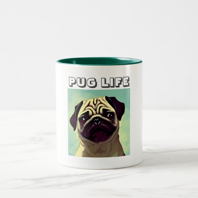 Cartoon Precious and Cutest Ever Fun Pug Mug Shot (Center)