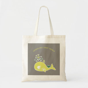 Cartoon Pregnant Green Mummy Whale Baby Shower Tote Bag