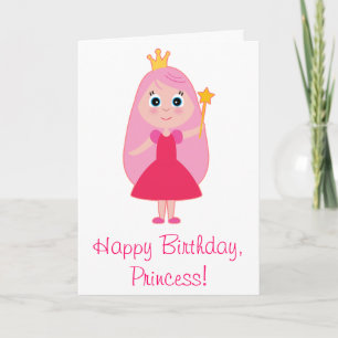 Cartoon Princess Happy Birthday Card