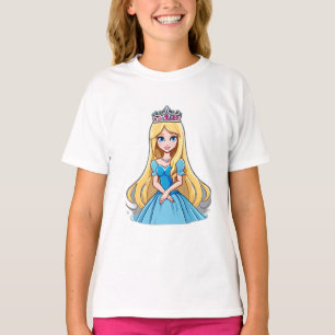 Cartoon Princess Long Hair Tiara Crown Ball Gown