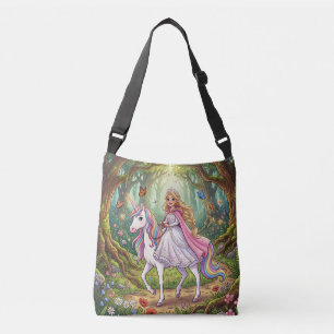 Cartoon Princess Riding on the Unicorn Crossbody Bag