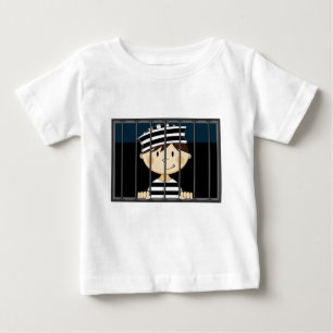 Cartoon Prisoner in Jail Cell Baby T-Shirt