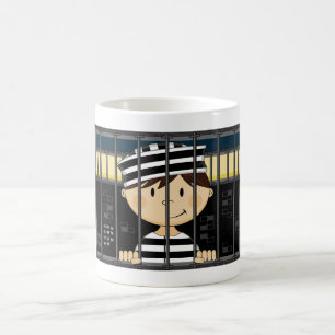 Cartoon Prisoner in Jail Cell Coffee Mug