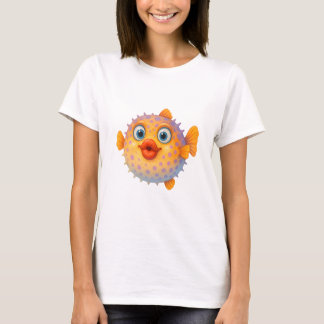 Cartoon Pufferfish with Kissy Lips T-Shirt